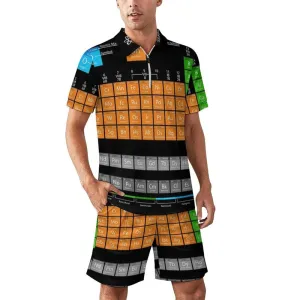 Men's Chemical elements periodic table print Polo 2-Pice Suits