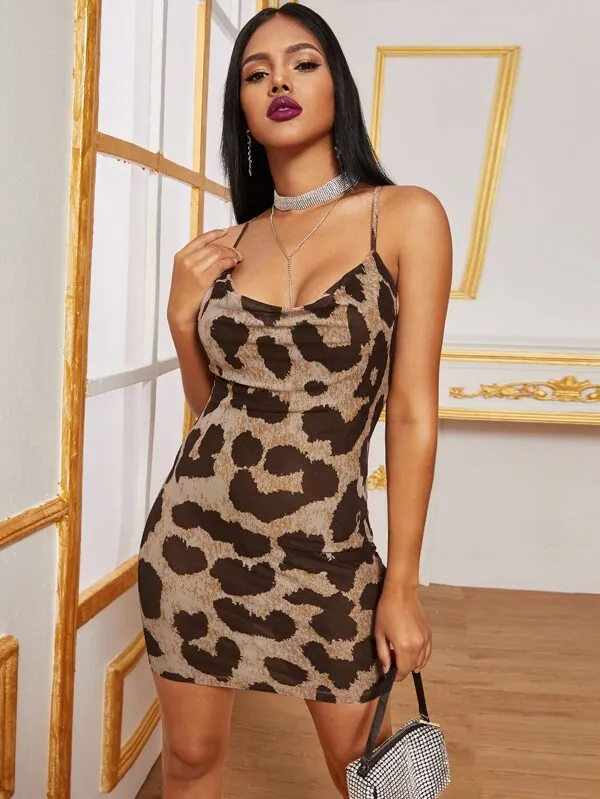 Mesh Leopard Bodycon Dress