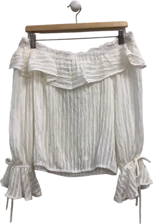 Mint Velvet White Off-Shoulder Blouse UK M