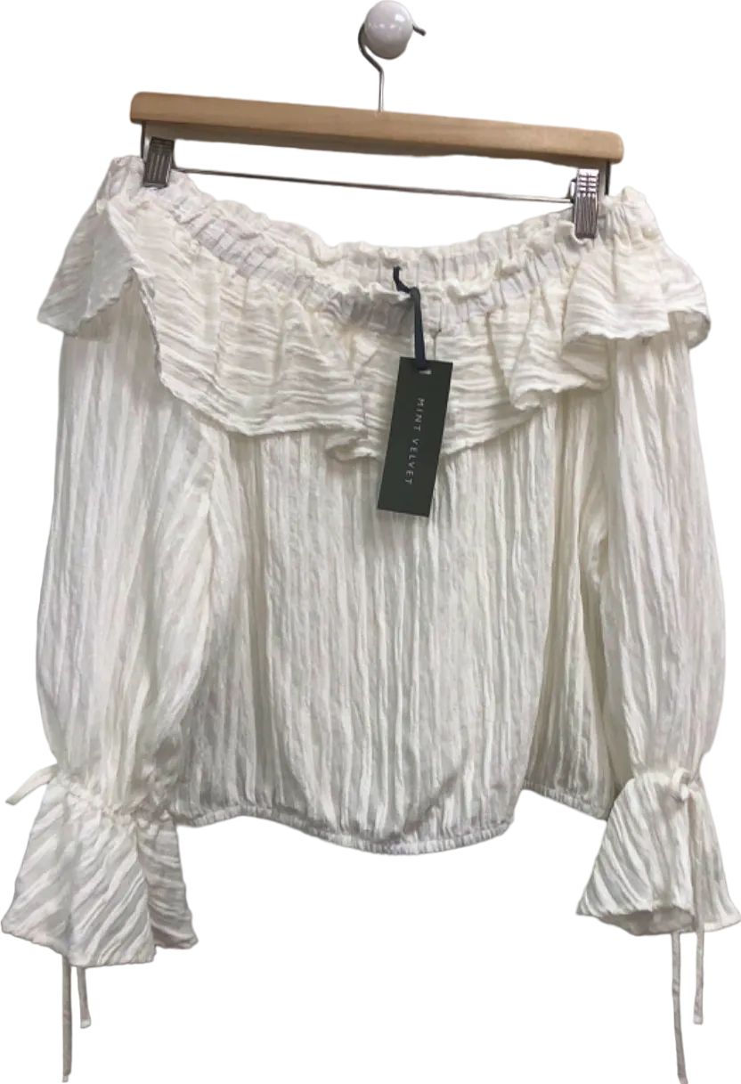 Mint Velvet White Off-Shoulder Blouse UK M