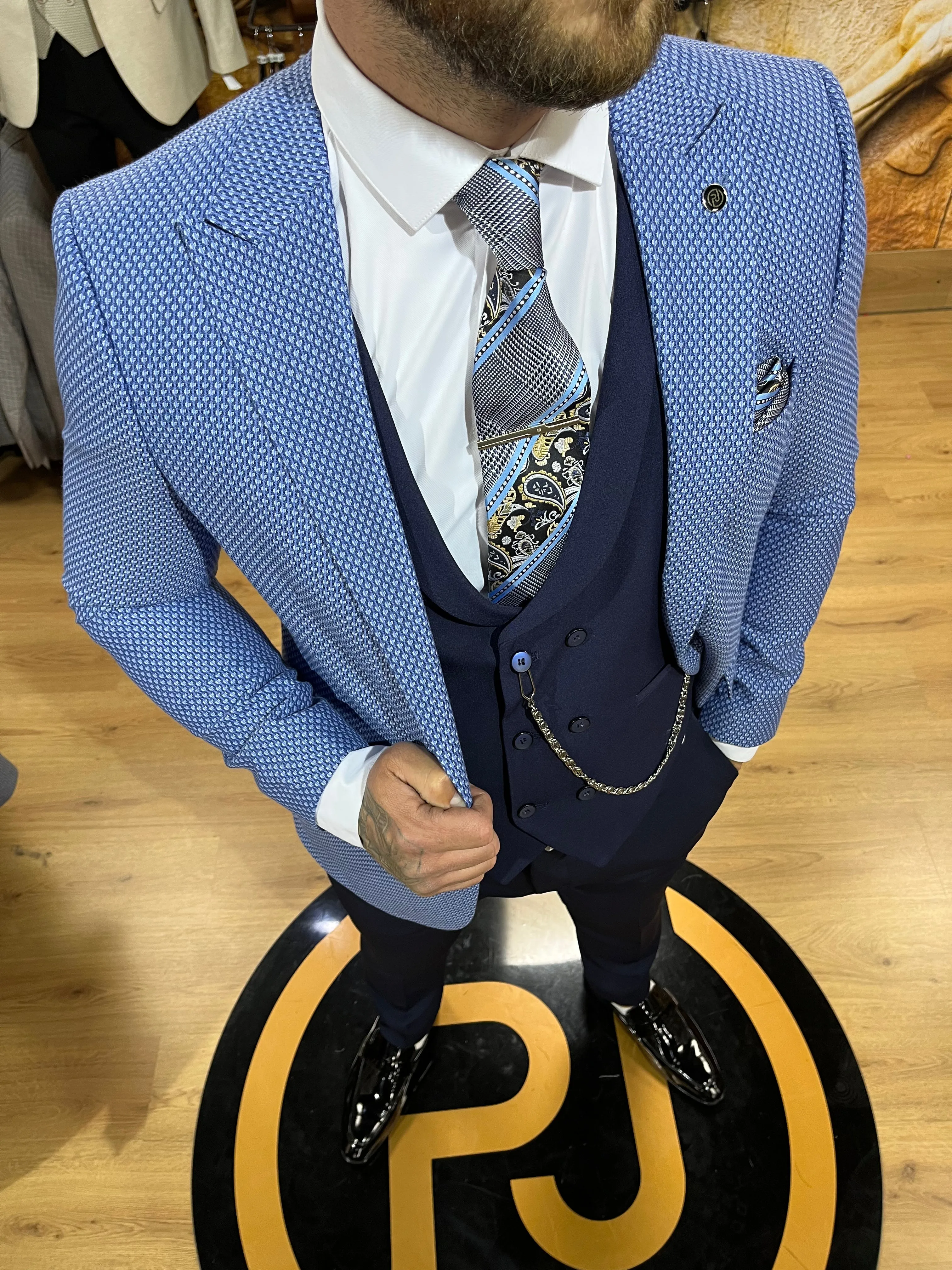 Monet - Royal Blue/Navy 3 Piece Suit