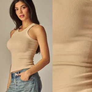 Motocity Ribbed Tank Top - Beige