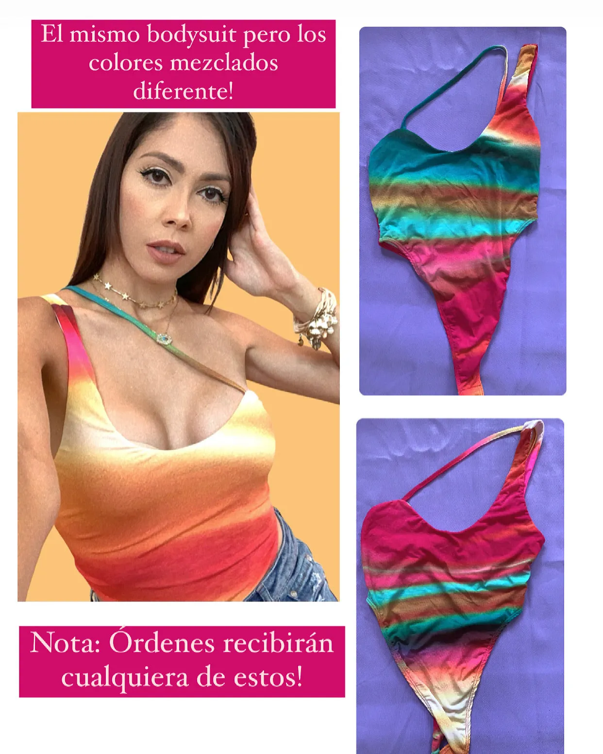 Multi Color One Shoulder Off Bodysuit