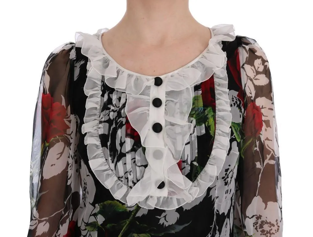 Multicolor Roses Shift Short Dress
