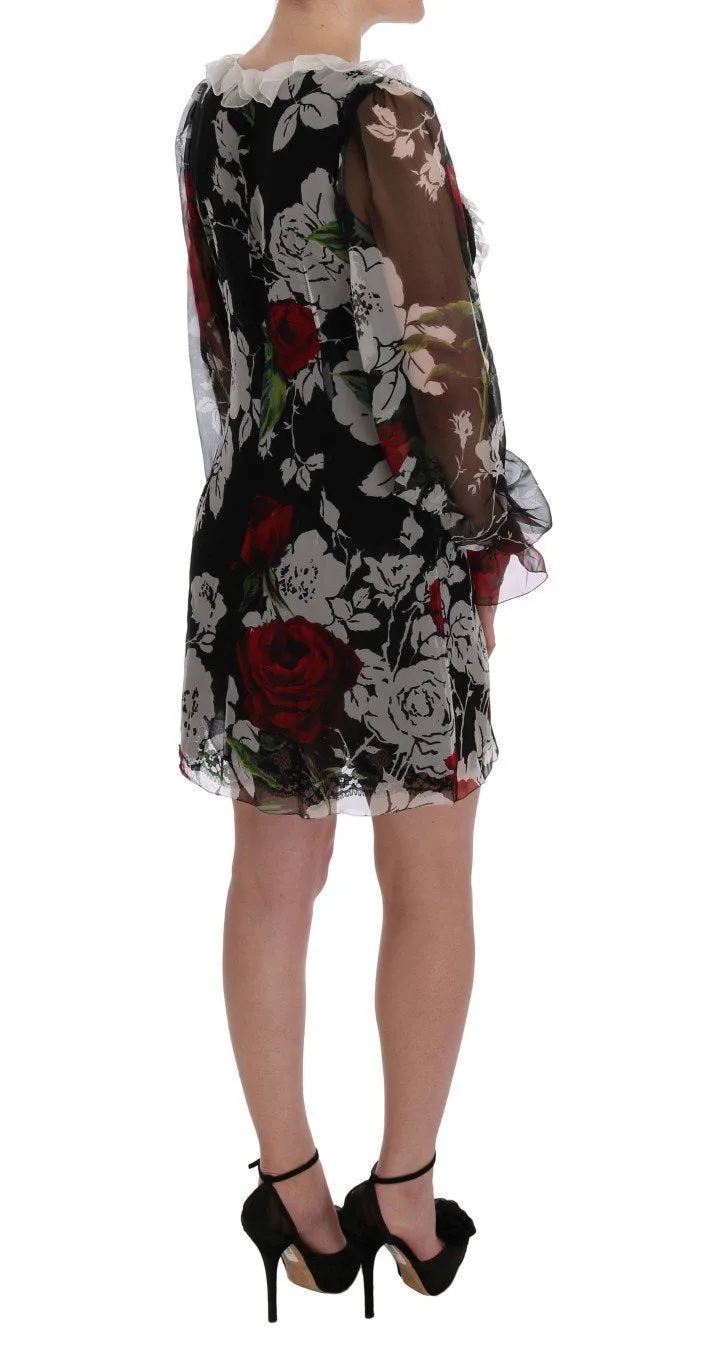 Multicolor Roses Shift Short Dress