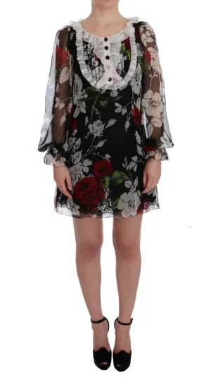 Multicolor Roses Shift Short Dress