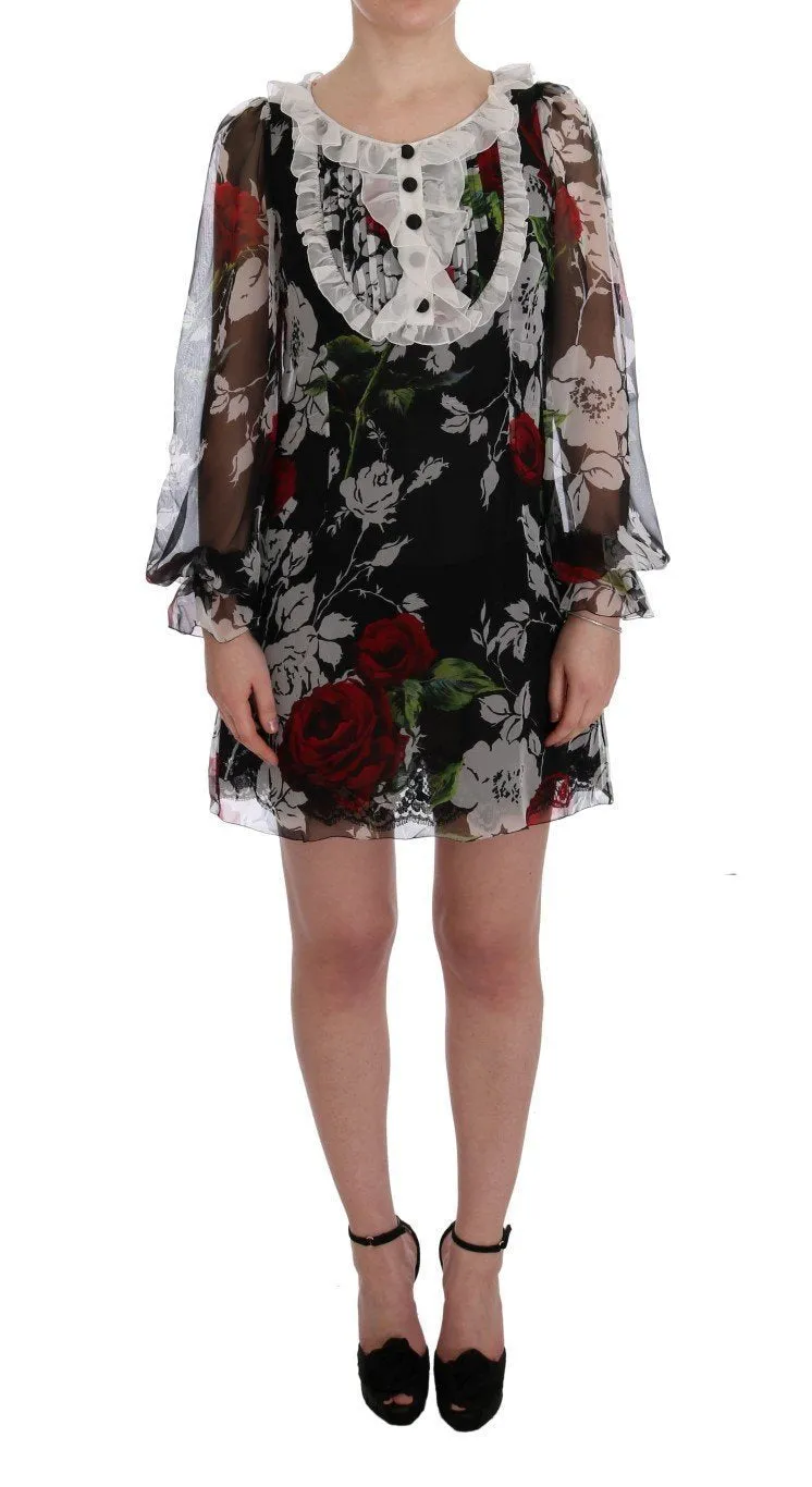 Multicolor Roses Shift Short Dress