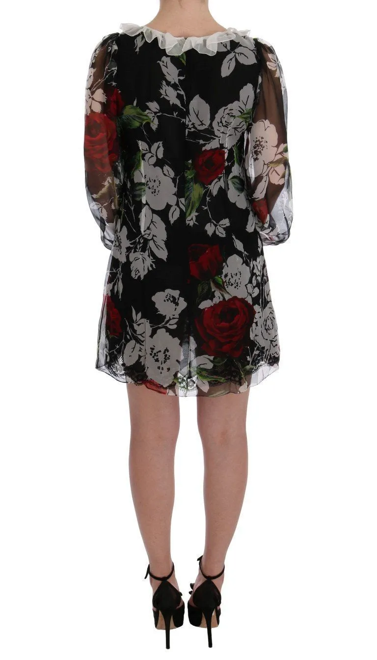 Multicolor Roses Shift Short Dress