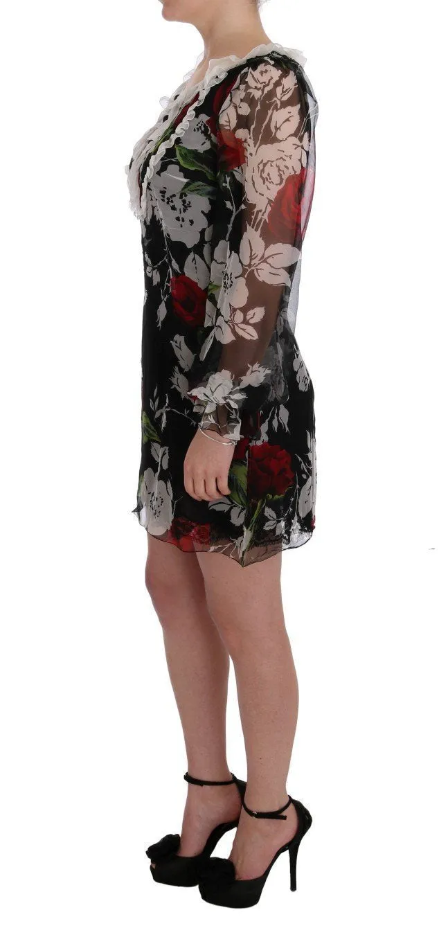Multicolor Roses Shift Short Dress