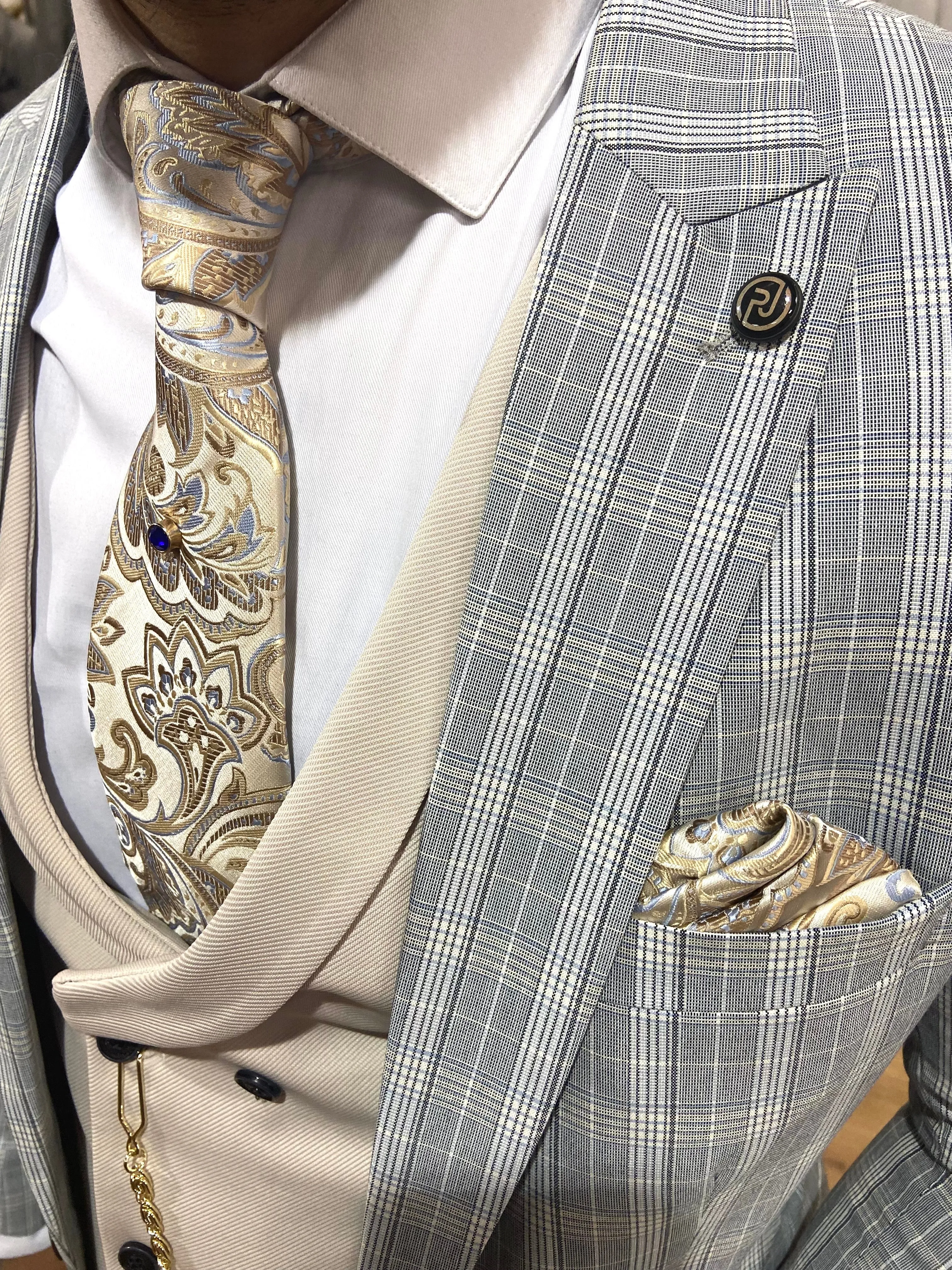 Nero - Blue/Cream 3 Piece Suit