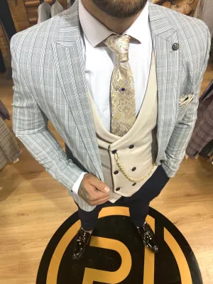Nero - Blue/Cream 3 Piece Suit