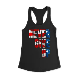 Never Give up Patriot Racerback Tank Top