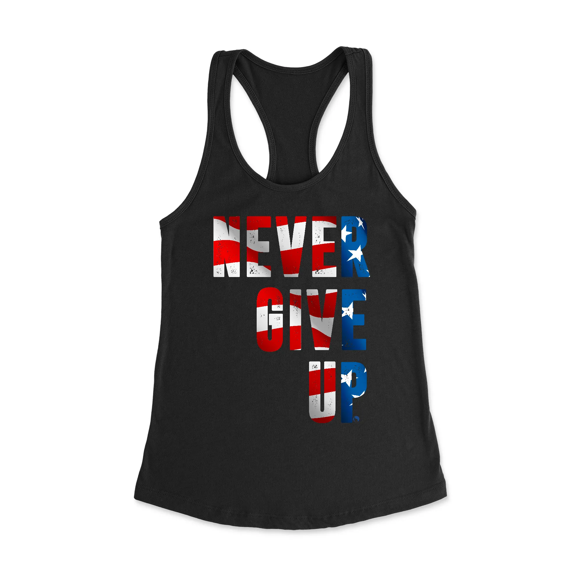 Never Give up Patriot Racerback Tank Top