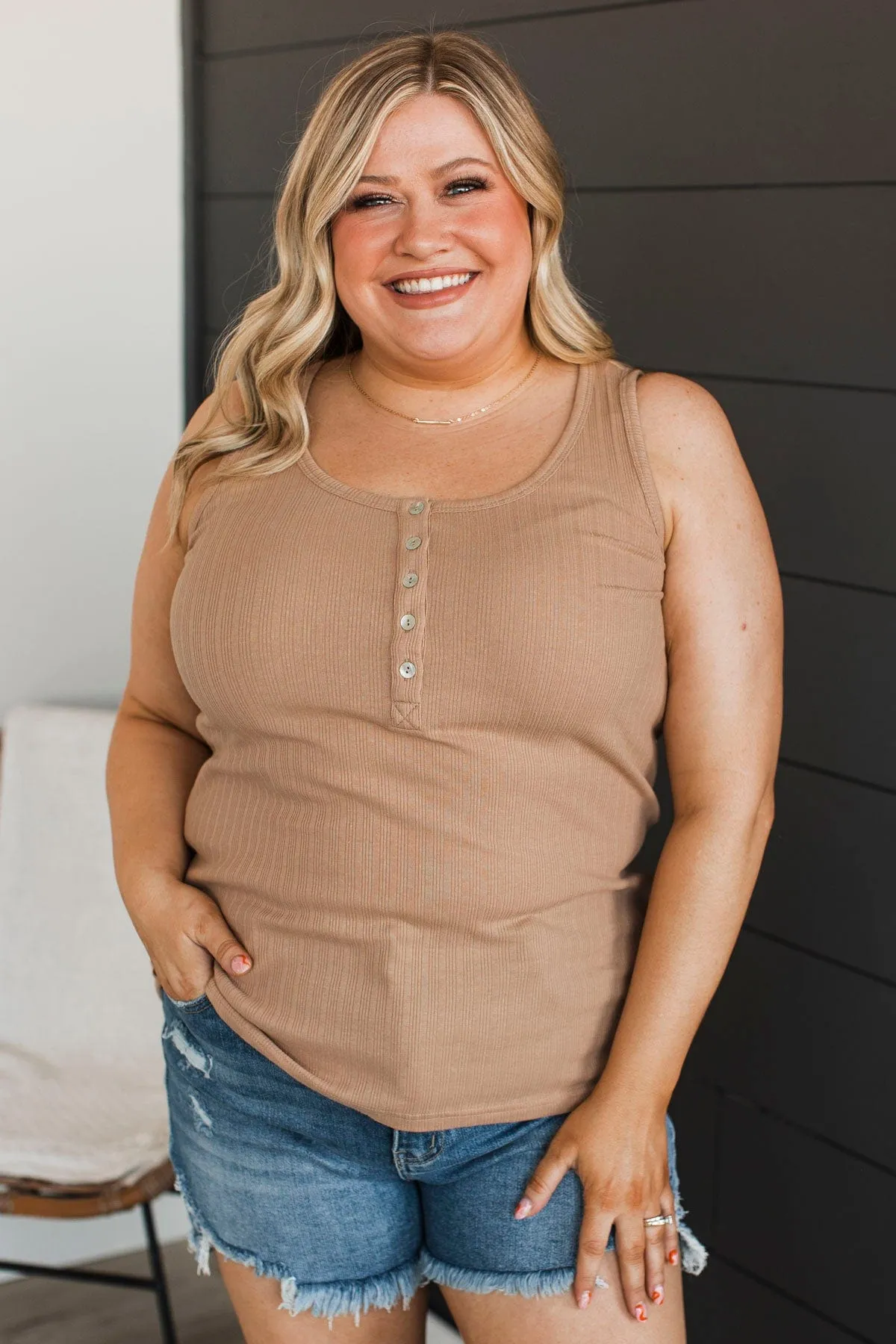 Never Looking Back Ribbed Tank Top- Nude