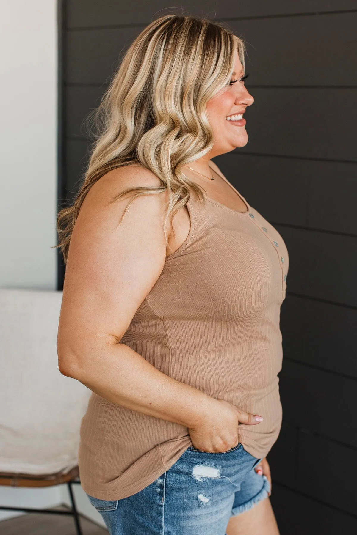 Never Looking Back Ribbed Tank Top- Nude