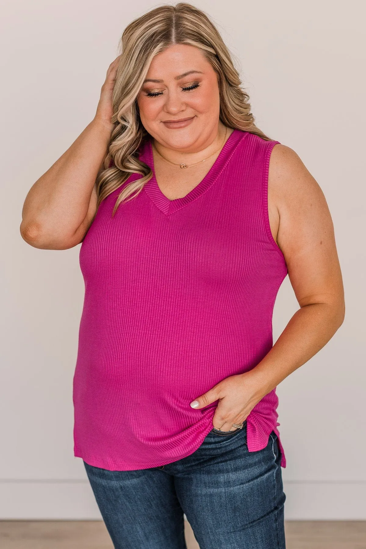 Never Without Your Love Tank Top- Fuchsia