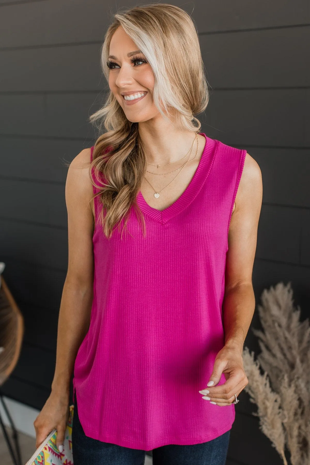 Never Without Your Love Tank Top- Fuchsia
