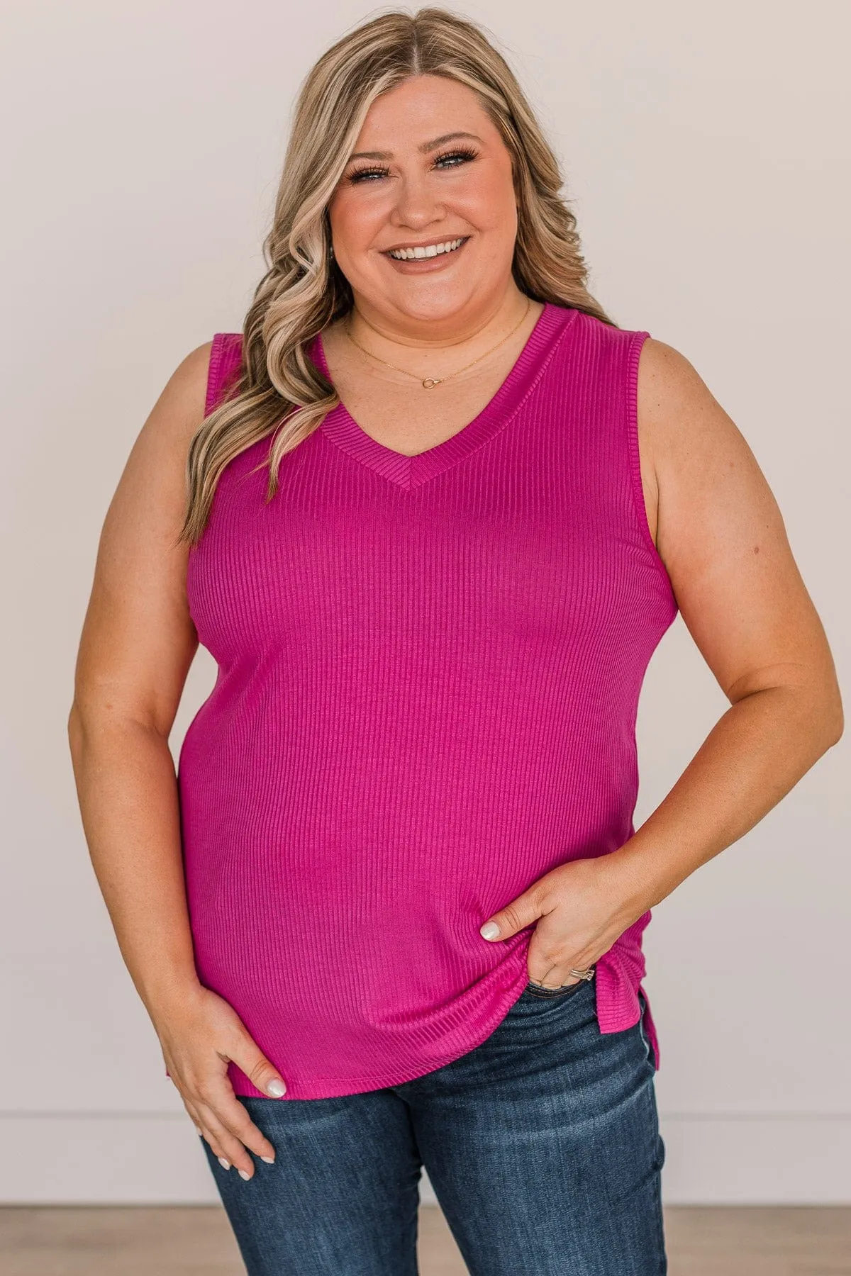 Never Without Your Love Tank Top- Fuchsia