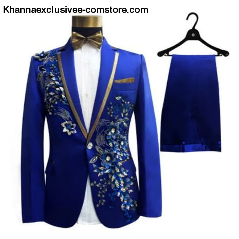 New (jacket pants bow tie) male suit set  crystals white stones formal groom party dress