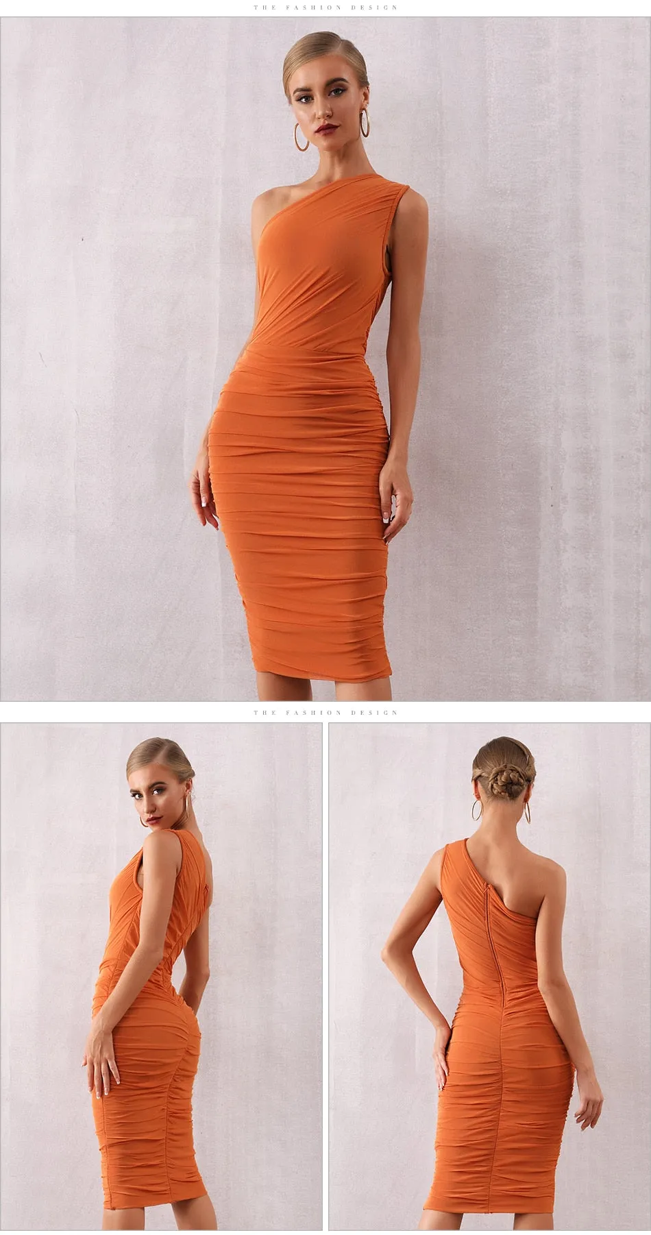 New Summer Women One Shoulder Celebrity Evening Party Bandage Dress Vestidos Sexy Khaki Sleeveless Bodycon Club Dress