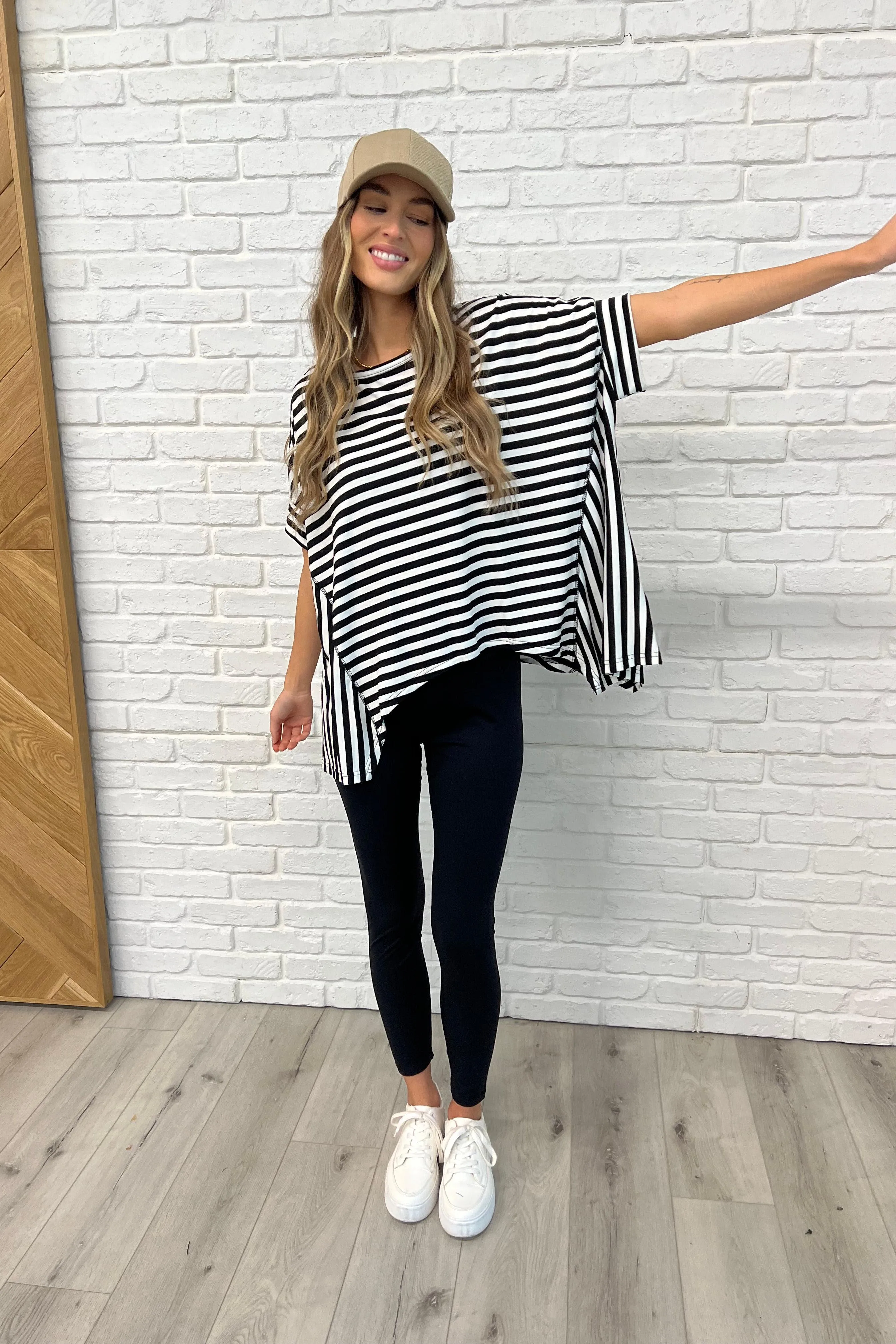 No Stopping It Striped Oversized Top