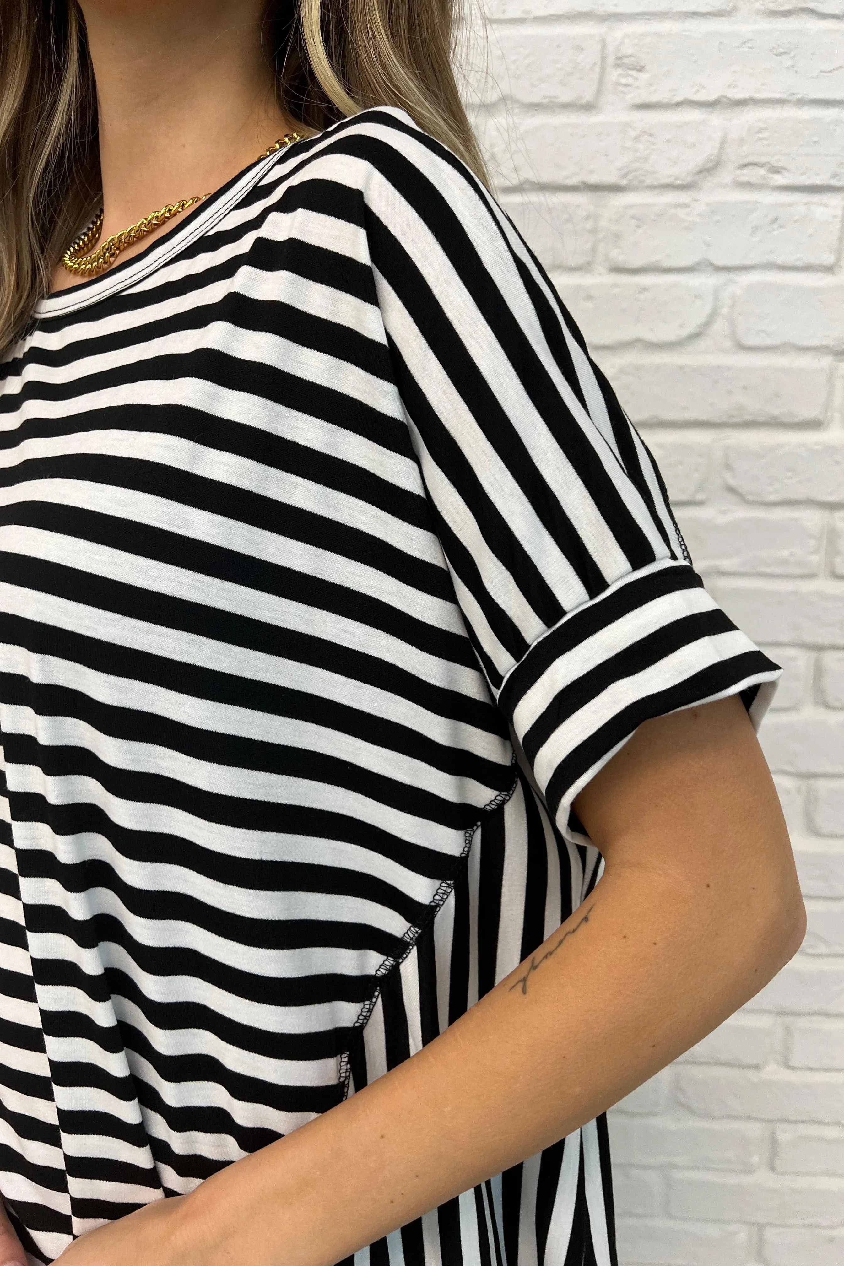 No Stopping It Striped Oversized Top
