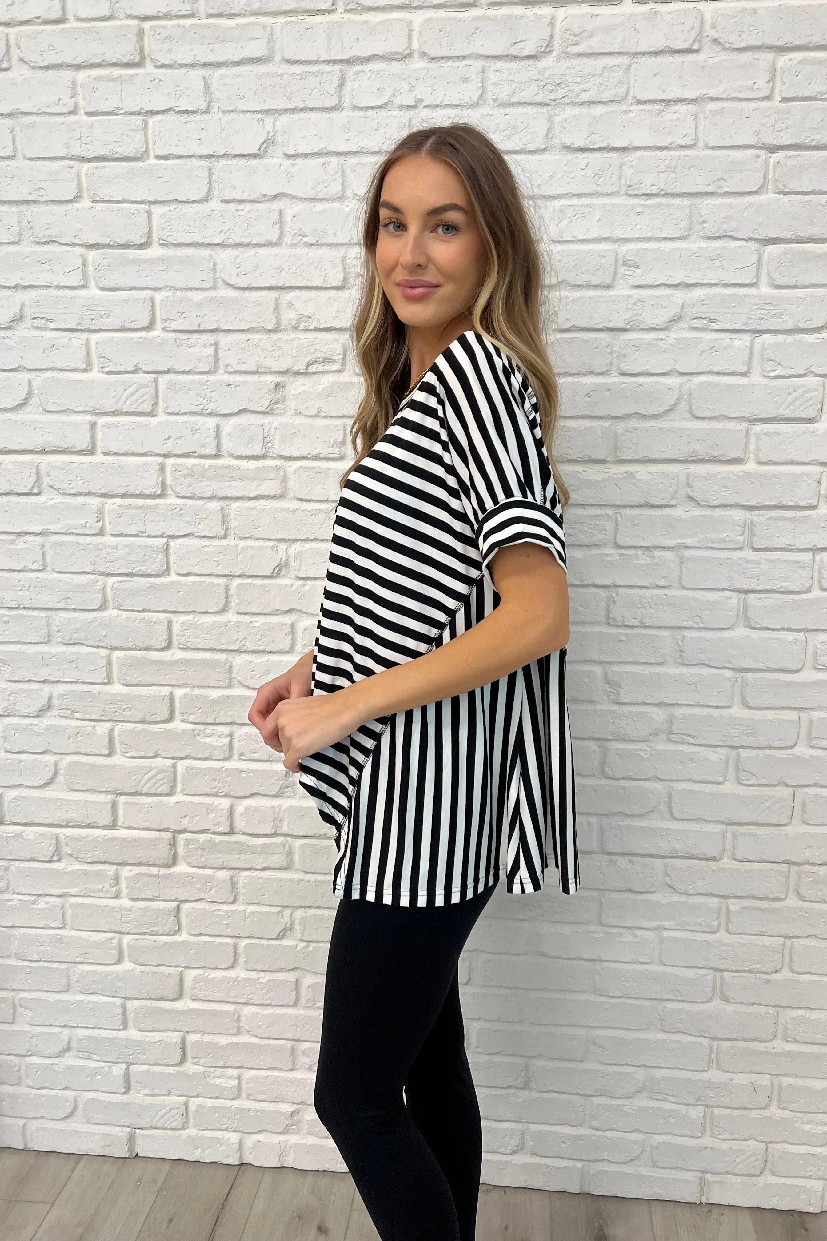 No Stopping It Striped Oversized Top