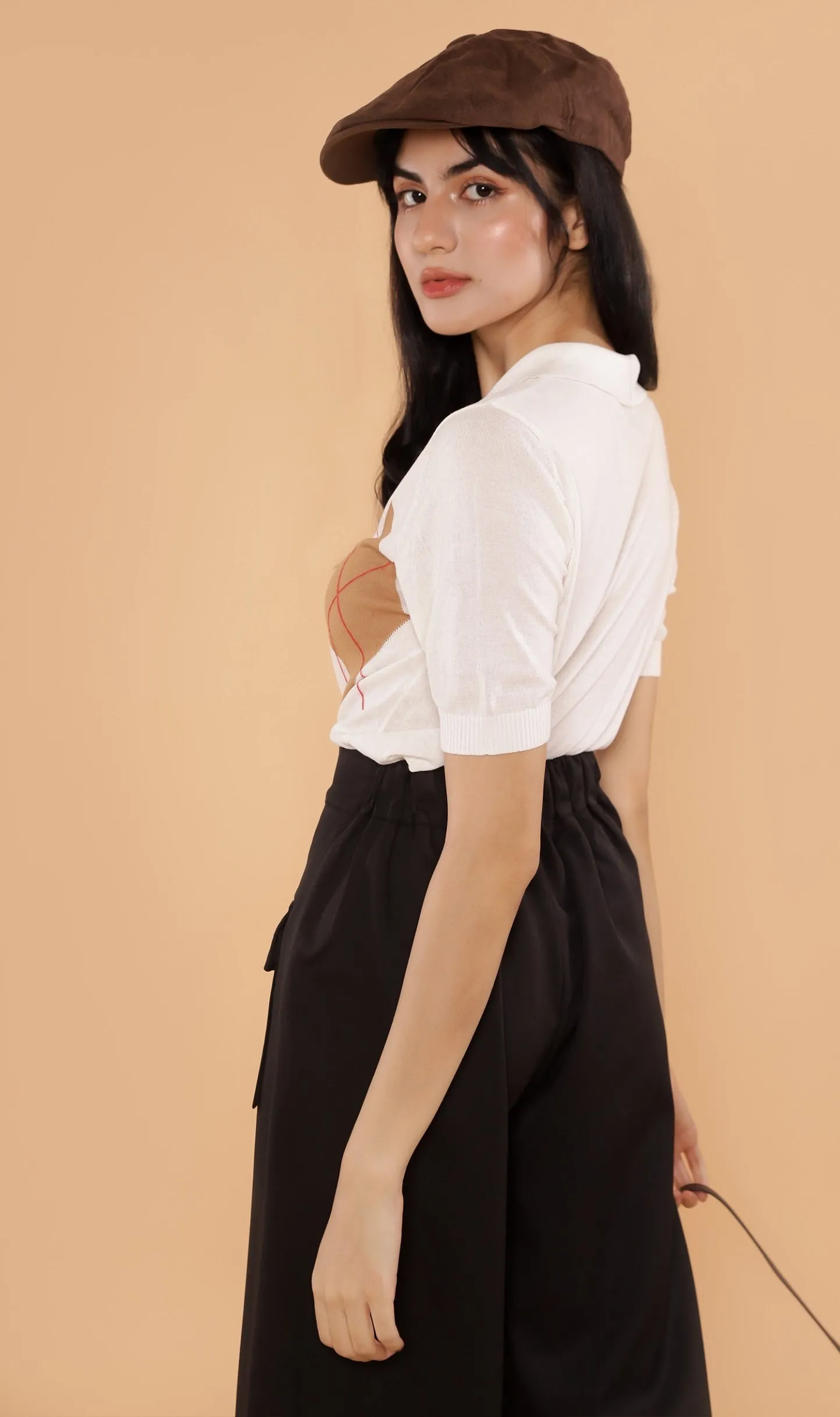 NYM Argyle Knit Polo (White)