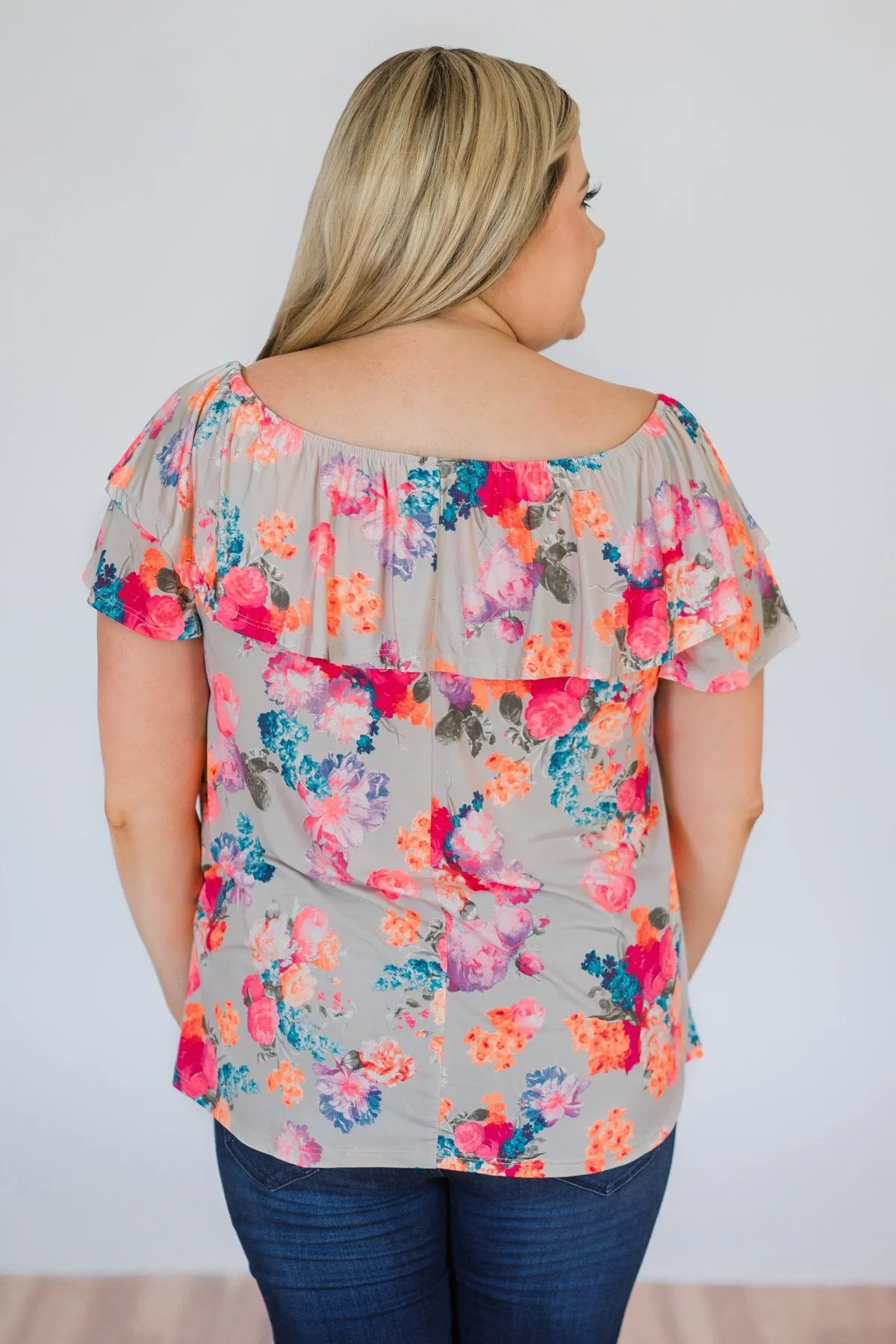 Off the Shoulder Coral Floral Summer Top