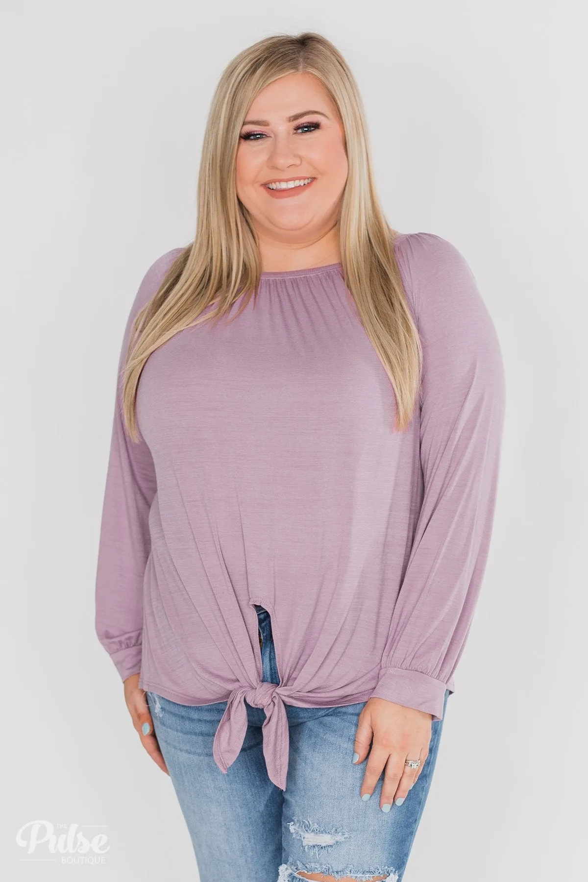 Off The Shoulder Knot Top- Lavender