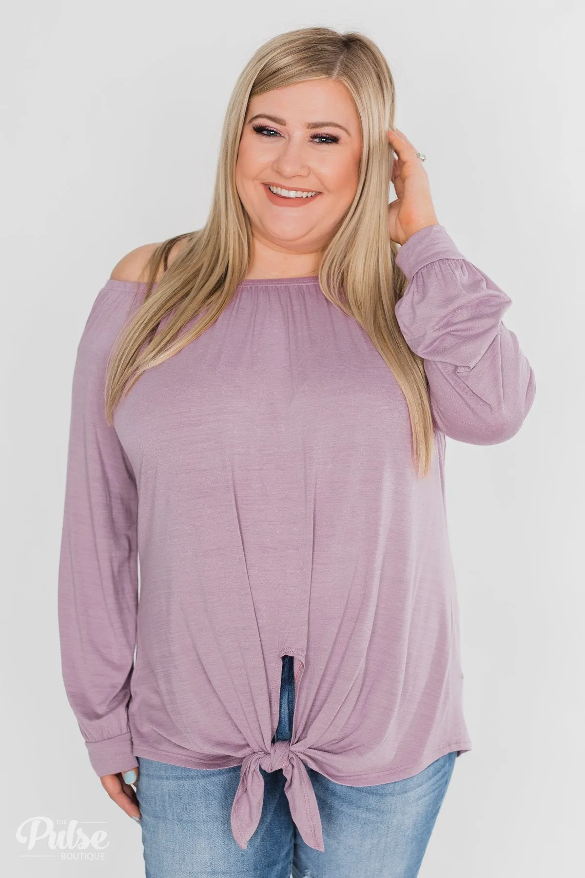Off The Shoulder Knot Top- Lavender
