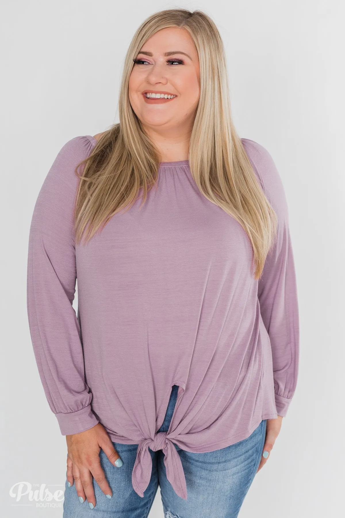 Off The Shoulder Knot Top- Lavender