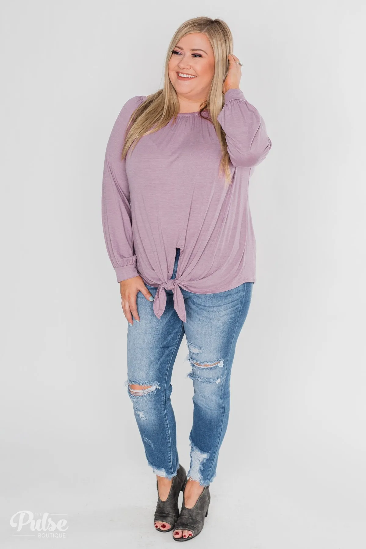 Off The Shoulder Knot Top- Lavender