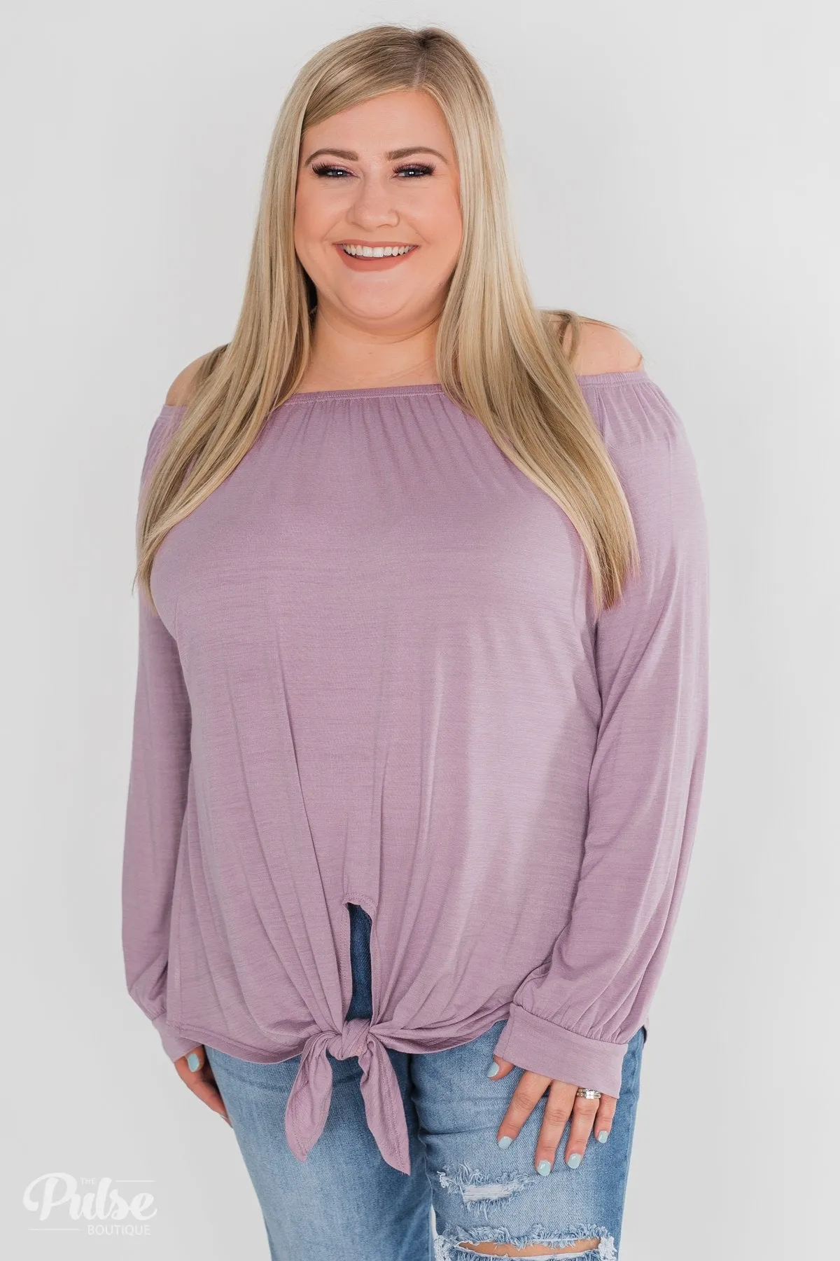 Off The Shoulder Knot Top- Lavender