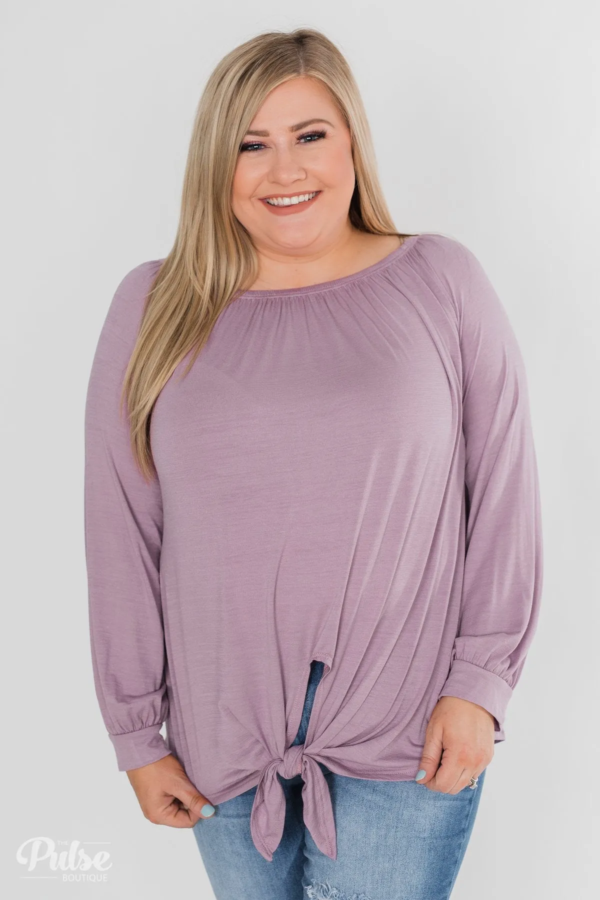 Off The Shoulder Knot Top- Lavender