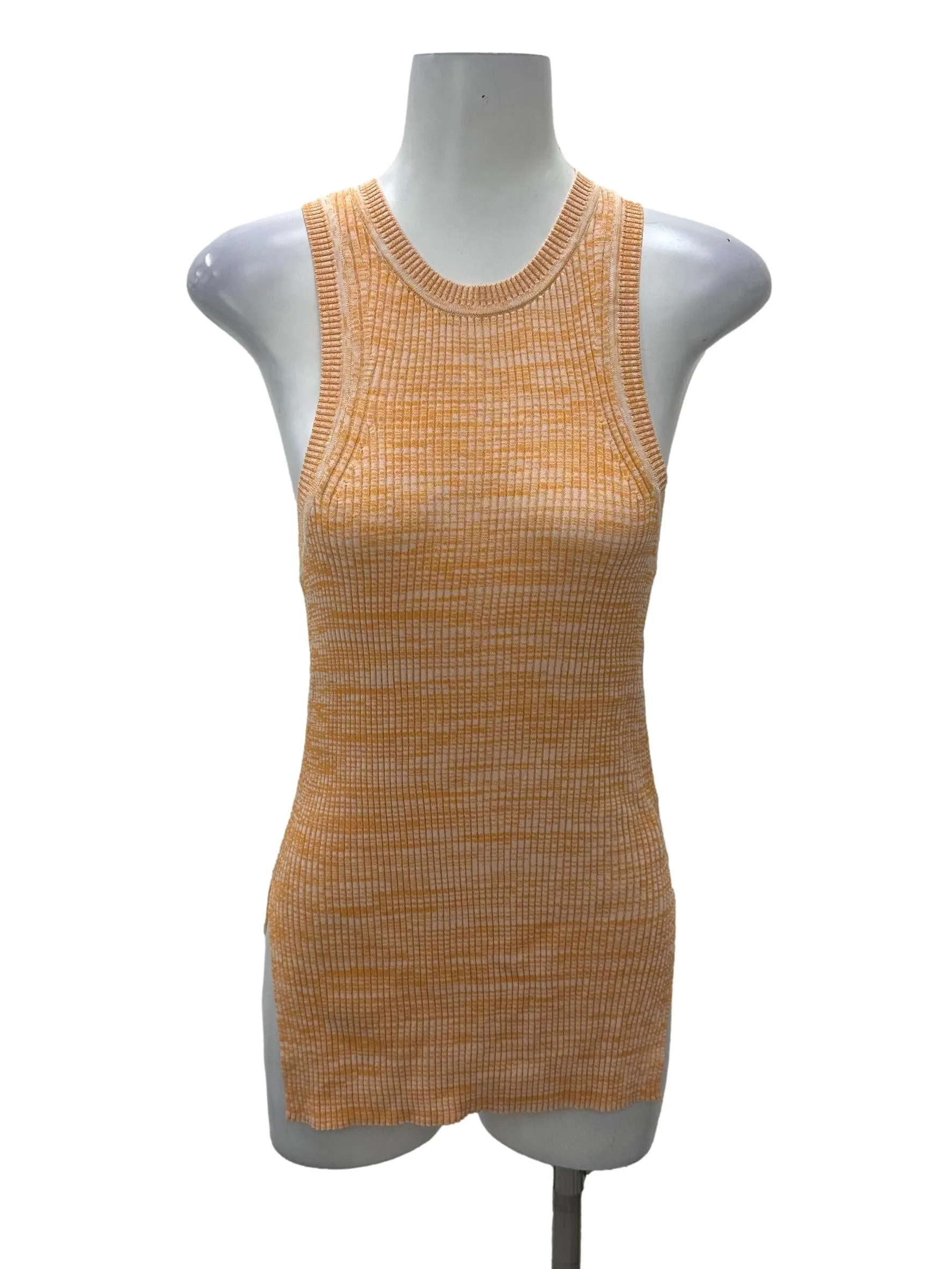 Orange Ribbed Tank Top