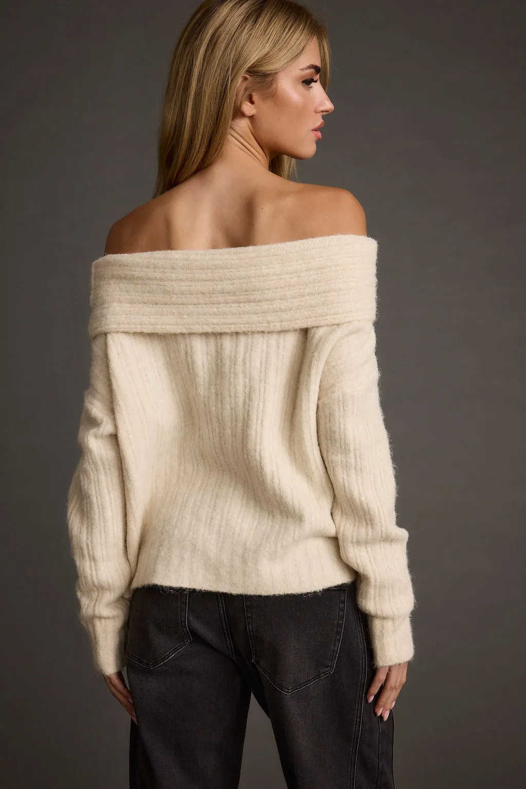 Pamela Beige Off The Shoulder Sweater