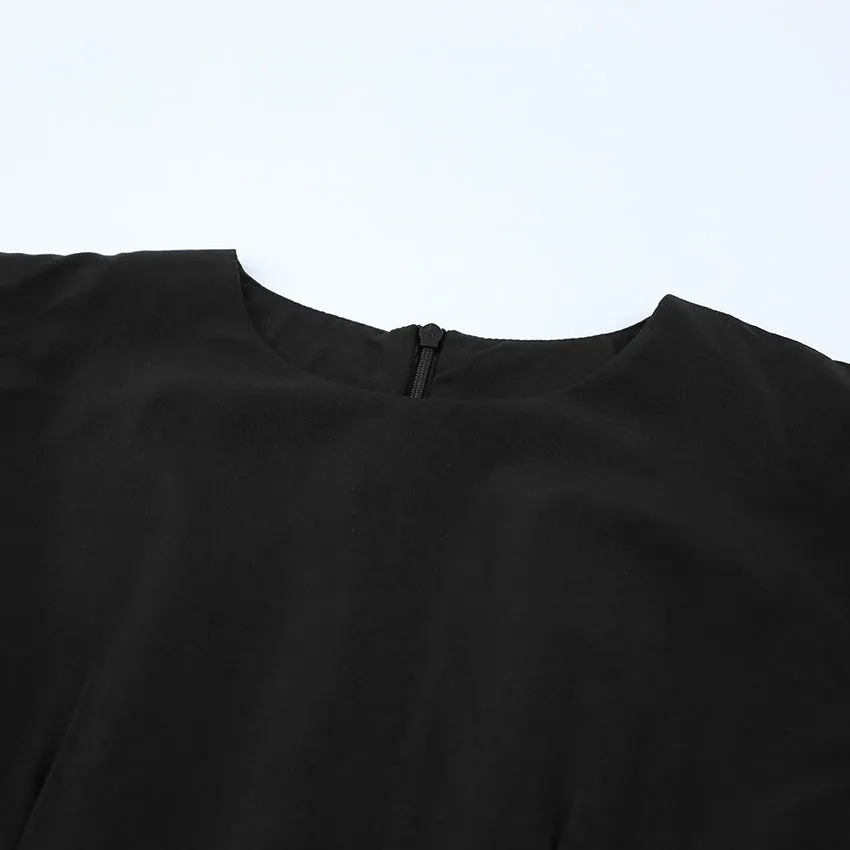 Party Zipper Lantern Sleeve Round Neck Bodycon Mini Dresses