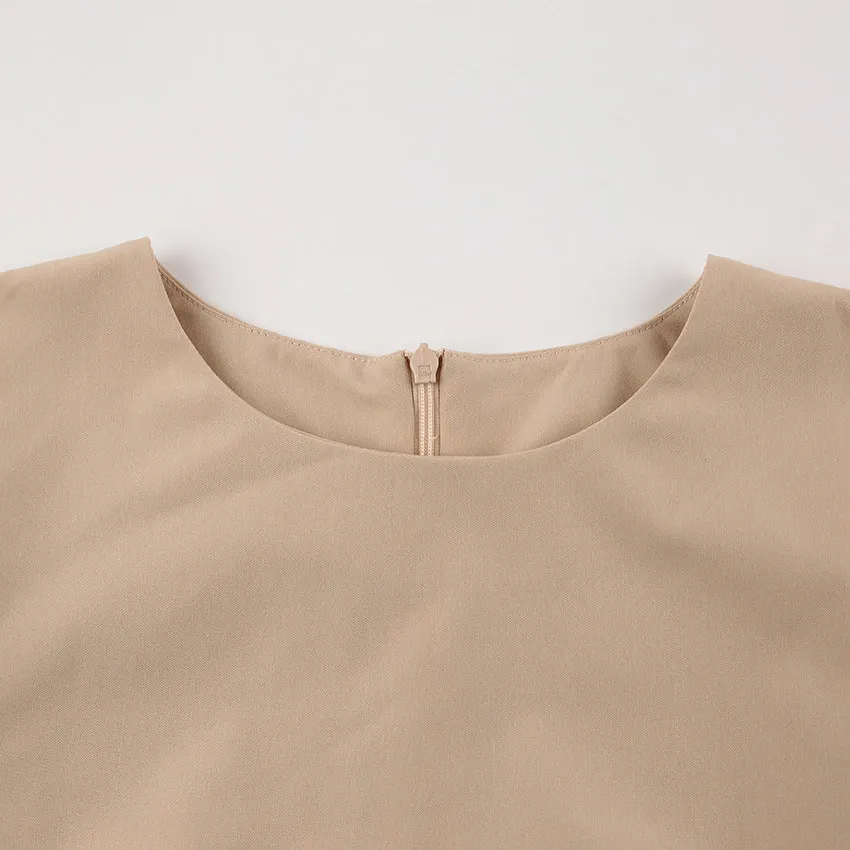 Party Zipper Lantern Sleeve Round Neck Bodycon Mini Dresses