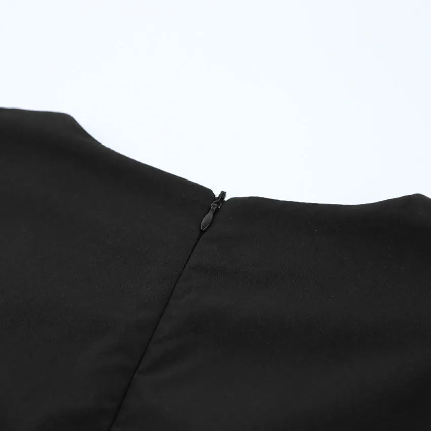 Party Zipper Lantern Sleeve Round Neck Bodycon Mini Dresses