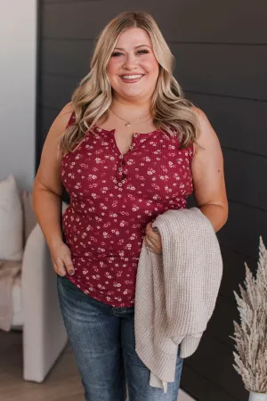 Passionate About You Floral Tank Top- Burgundy
