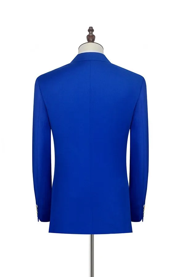 Peak Lapel Royal Blue Double Breasted Mens Suits Six Buttons Custom design Leisure Suits