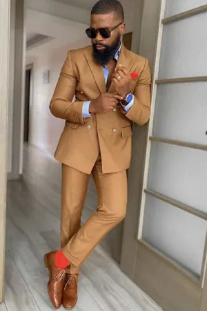 Peaked Lapel Double Breasted Slim Fit Prom Suits