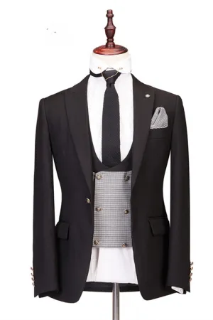 Peaked Lapel Three-piece Best Fitted Men Suits for Wedding