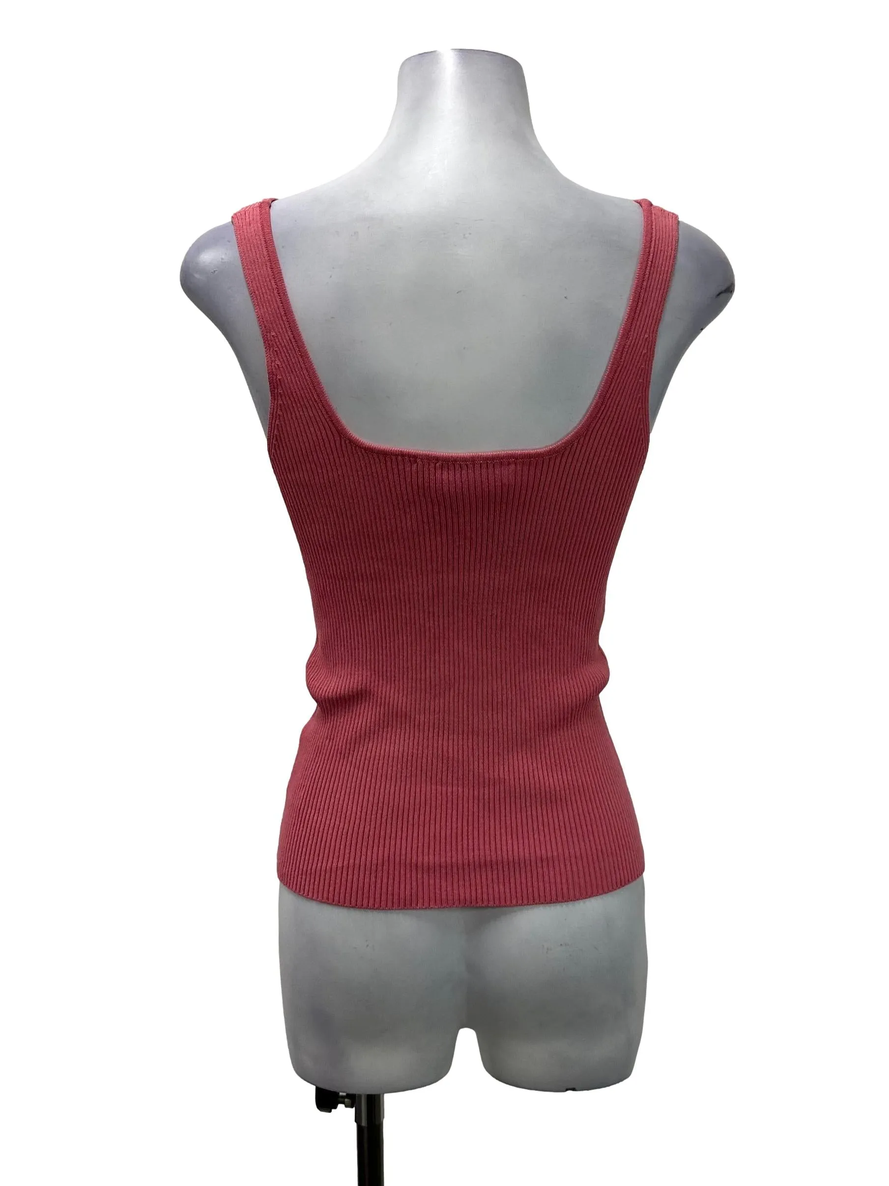 Pink Ribbed Tank Top