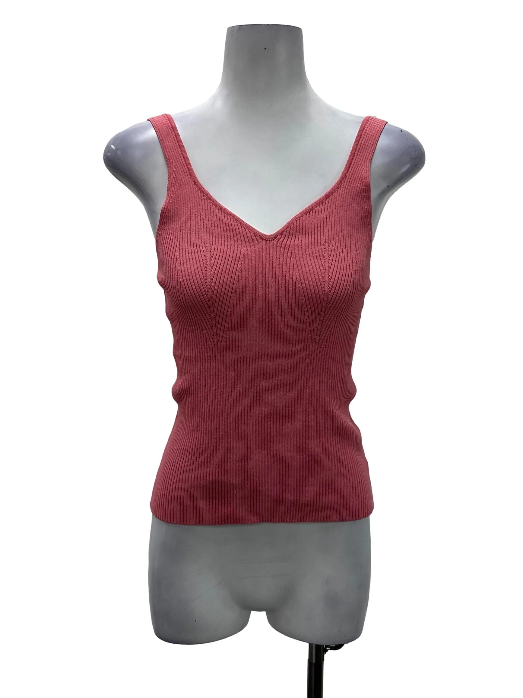 Pink Ribbed Tank Top
