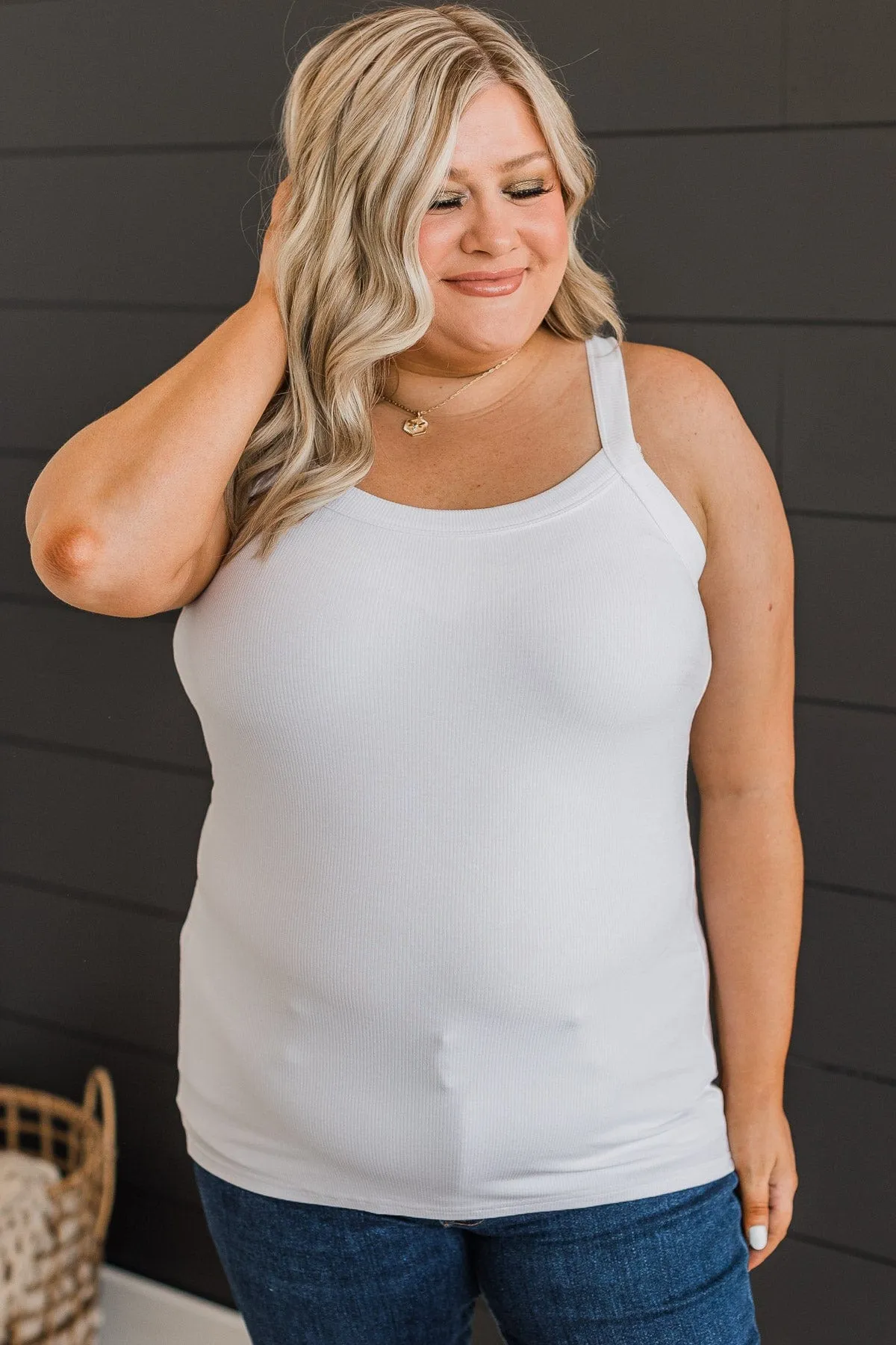 Pleasant Days Ribbed Knit Tank Top- Off-White