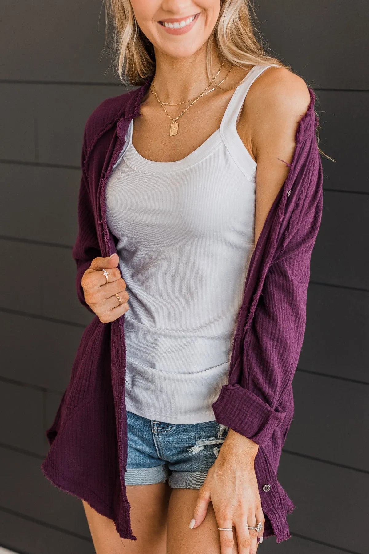Pleasant Days Ribbed Knit Tank Top- Off-White