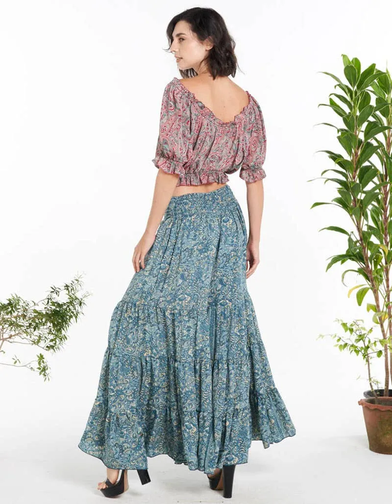 Polysilk Elastic Neckline Crop Top