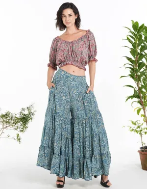 Polysilk Elastic Neckline Crop Top